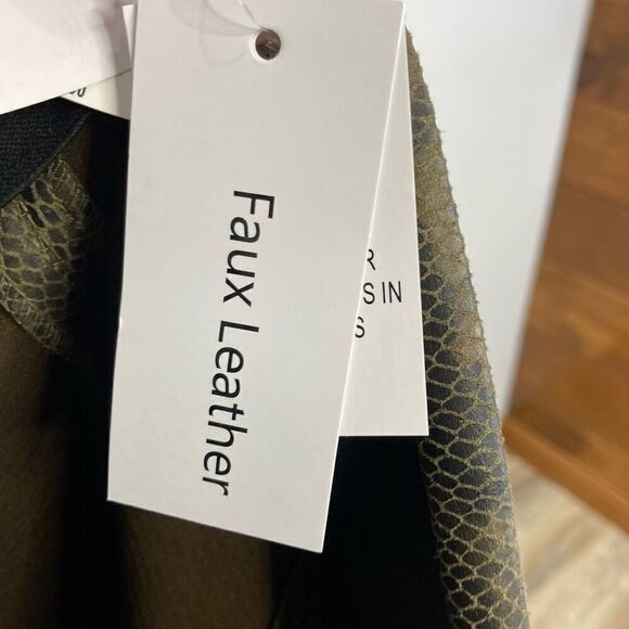 Philosophy L Brown Snakeskin Vegan Leather Stretch Pants Leggings Going Out NWT - Picture 5 of 8